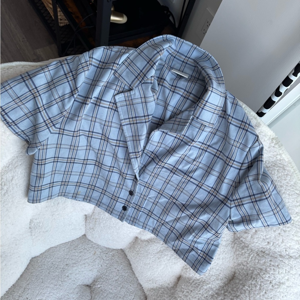 Sunday Best Blue Plaid Crop Top